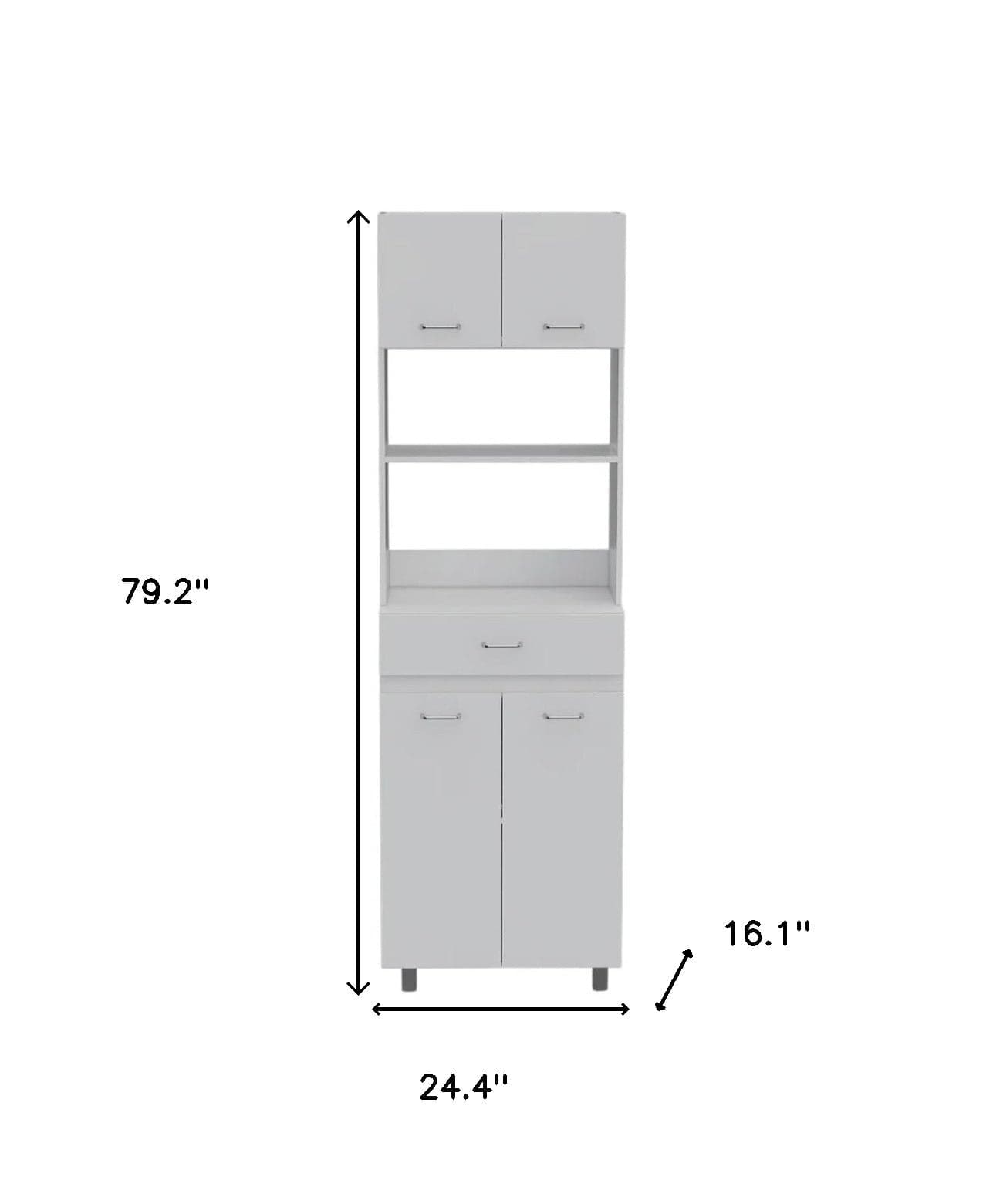 79" White Pantry Cabinet with Three Shelves - Homeroots