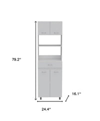 79" White Pantry Cabinet with Three Shelves - Homeroots