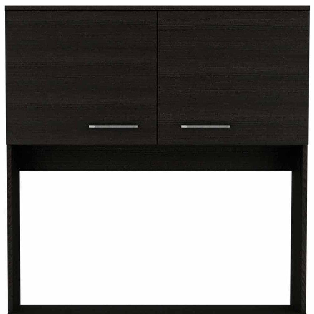 71" Modern Black Pantry Cabinet with Three Storage Shelves - Homeroots