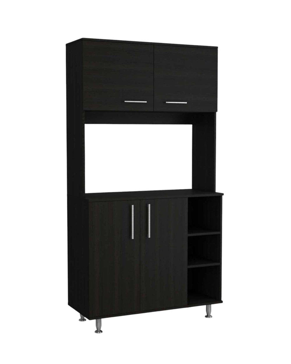 71" Modern Black Pantry Cabinet with Three Storage Shelves - Homeroots - Flyclothing LLC
