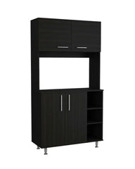 71" Modern Black Pantry Cabinet with Three Storage Shelves - Homeroots