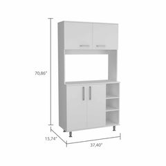 71" Modern White Pantry Cabinet with Five Shelves - Homeroots