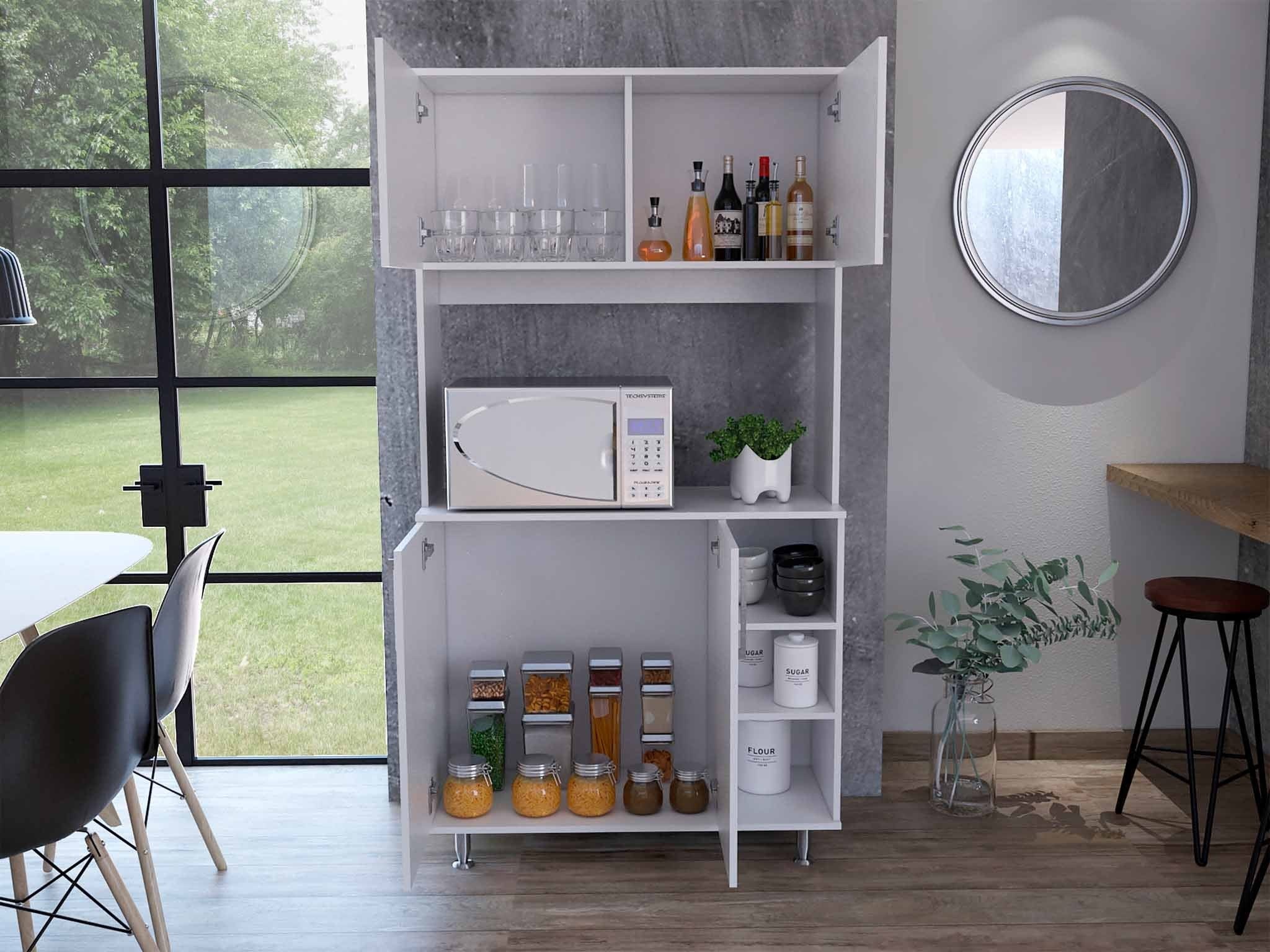 71" Modern White Pantry Cabinet with Five Shelves - Homeroots