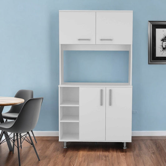 71" Modern White Pantry Cabinet with Five Shelves - Homeroots
