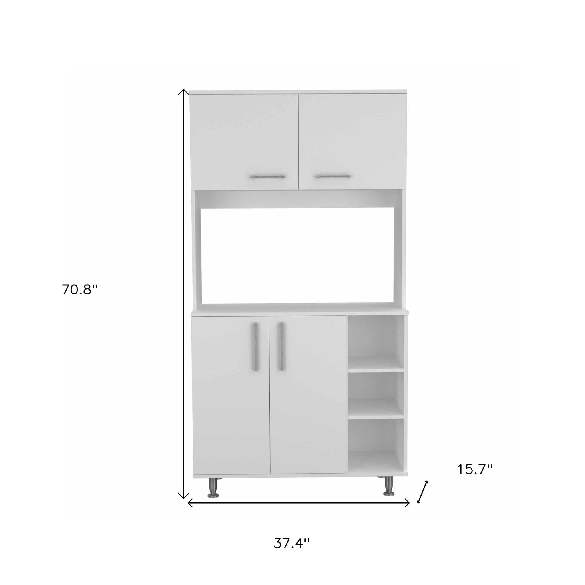 71" Modern White Pantry Cabinet with Five Shelves - Homeroots