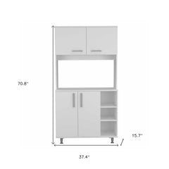 71" Modern White Pantry Cabinet with Five Shelves - Homeroots
