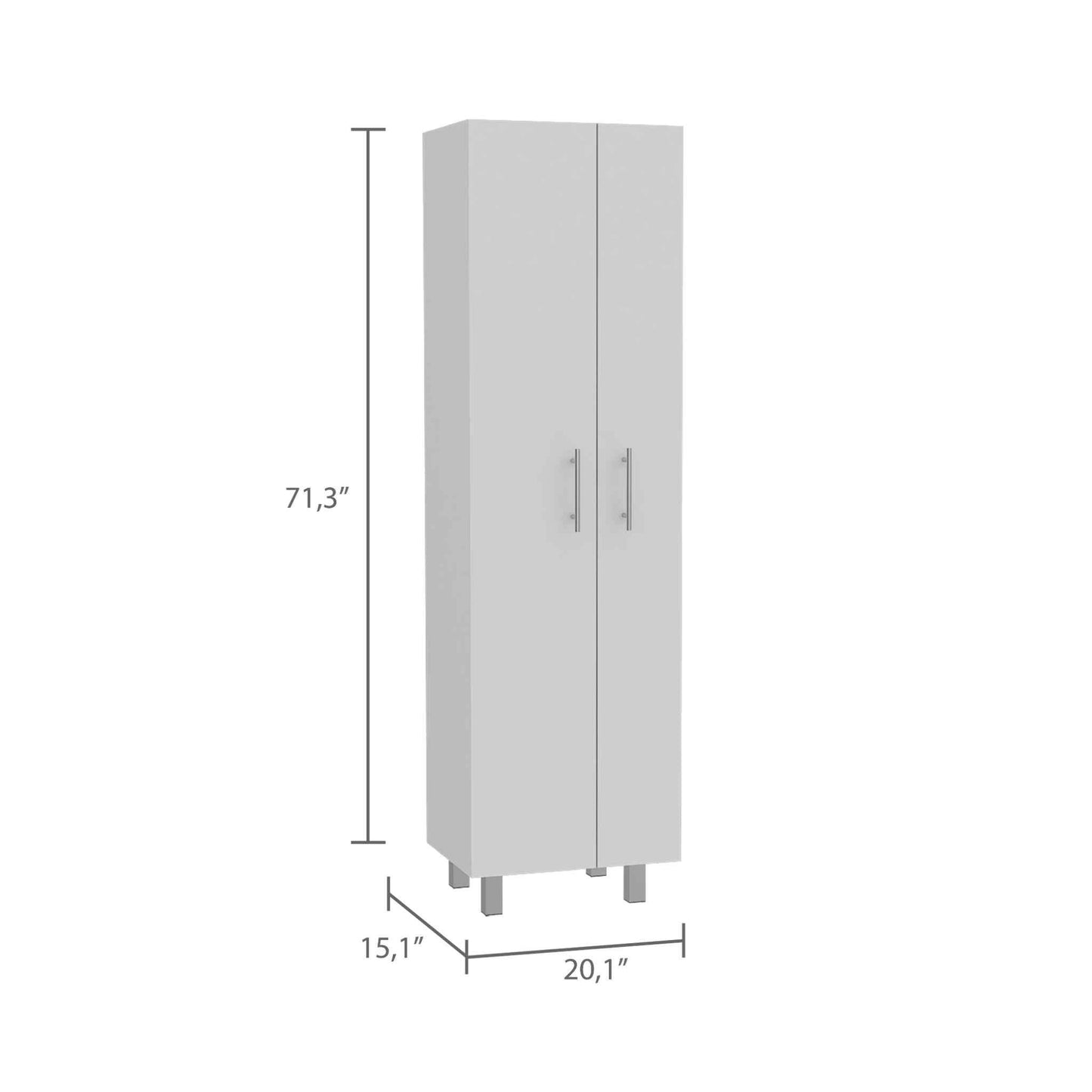 71" White Versatile Tall Pantry Cabinet with Five Shelves - Homeroots - Flyclothing LLC