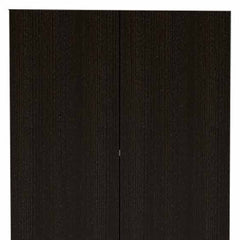 79" Modern Black Pantry Cabinet with Two Doors and Five Shelves - Homeroots