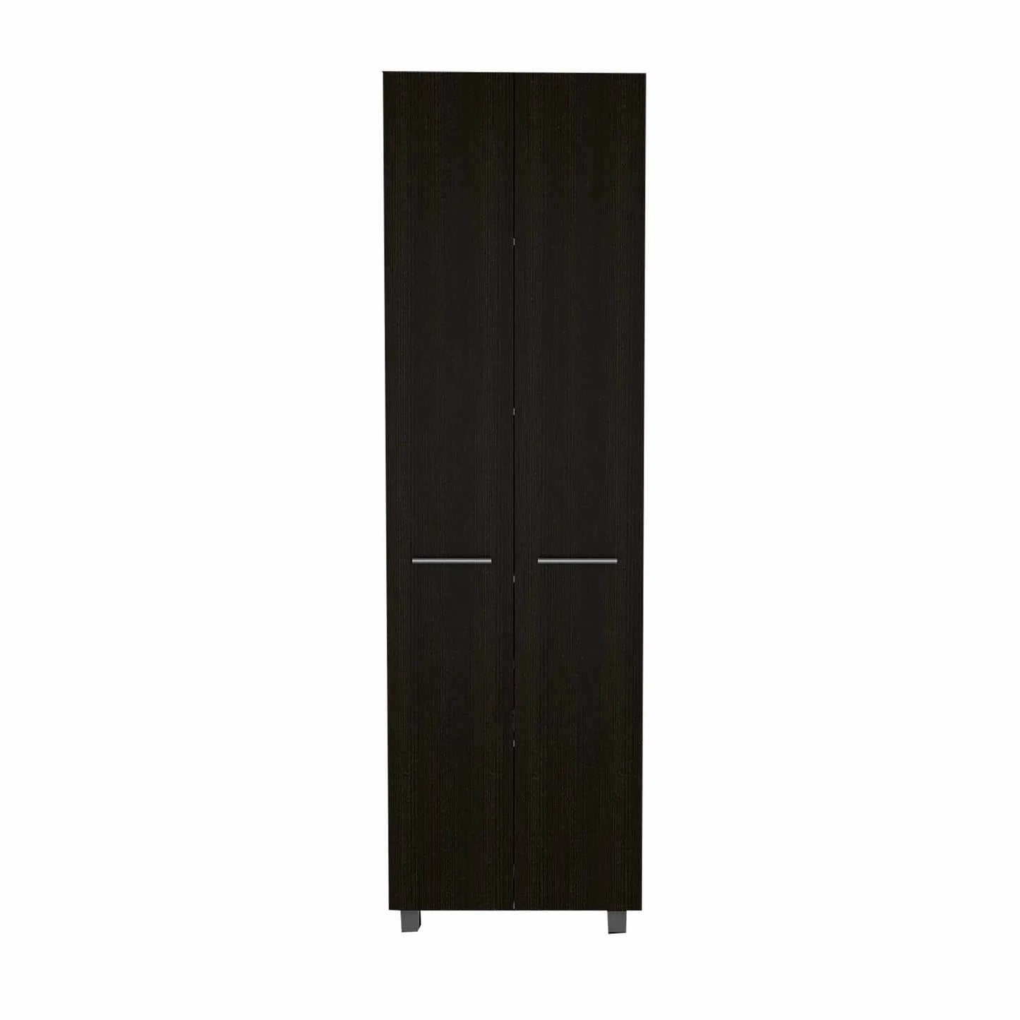 79" Modern Black Pantry Cabinet with Two Doors and Five Shelves - Homeroots - Flyclothing LLC