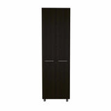 79" Modern Black Pantry Cabinet with Two Doors and Five Shelves - Homeroots - Flyclothing LLC