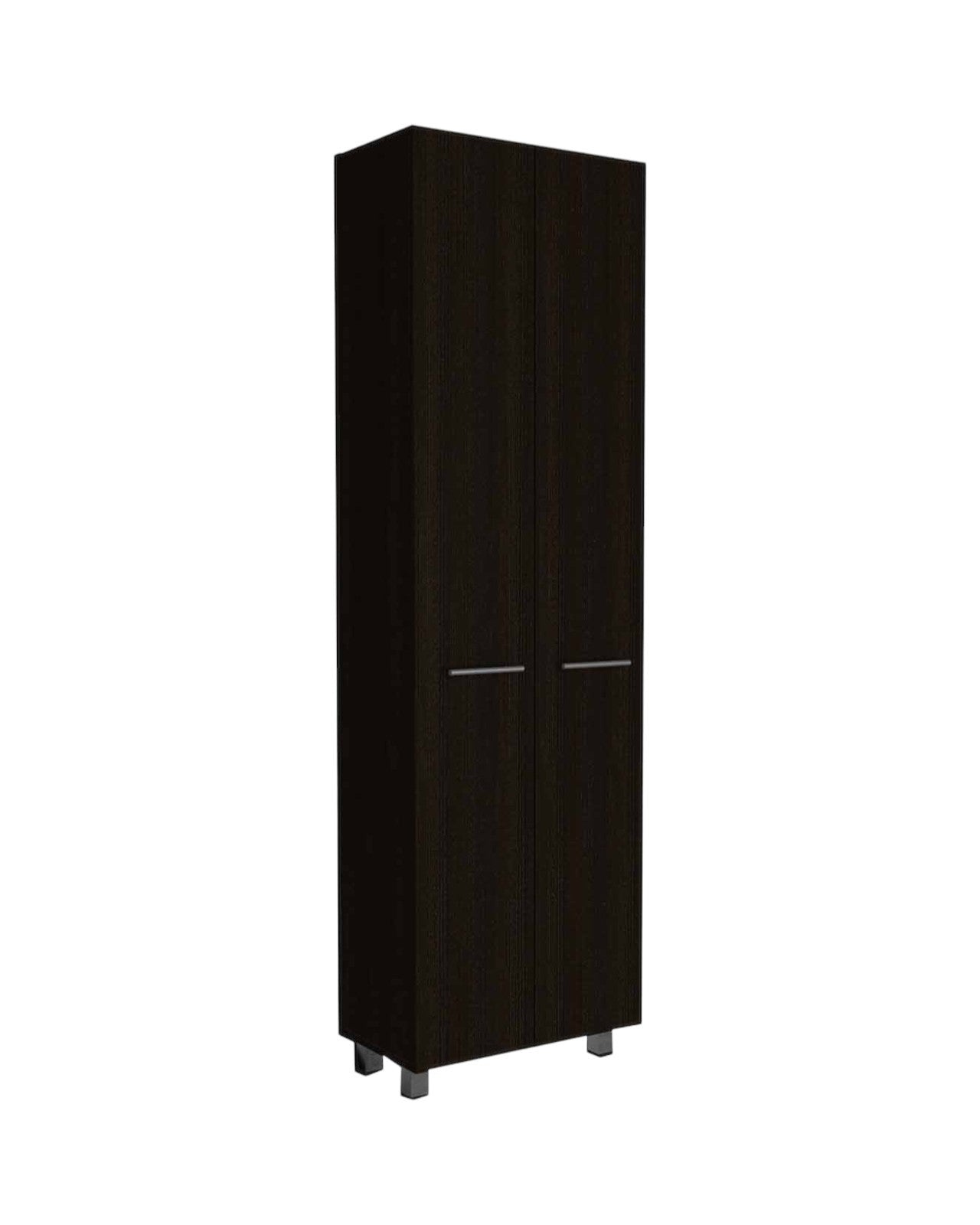 79" Modern Black Pantry Cabinet with Two Doors and Five Shelves - Homeroots