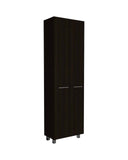 79" Modern Black Pantry Cabinet with Two Doors and Five Shelves - Homeroots