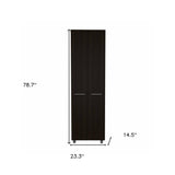 79" Modern Black Pantry Cabinet with Two Doors and Five Shelves - Homeroots - Flyclothing LLC