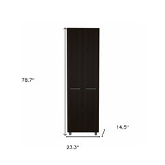 79" Modern Black Pantry Cabinet with Two Doors and Five Shelves - Homeroots