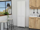 78" Modern White Pantry Cabinet with Two Full Size Doors - Homeroots