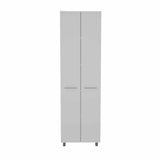 78" Modern White Pantry Cabinet with Two Full Size Doors - Homeroots