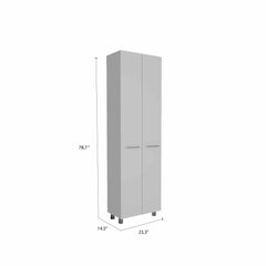 78" Modern White Pantry Cabinet with Two Full Size Doors - Homeroots
