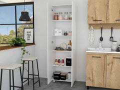 78" Modern White Pantry Cabinet with Two Full Size Doors - Homeroots