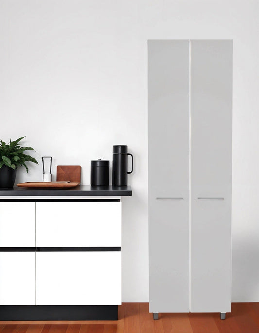 78" Modern White Pantry Cabinet with Two Full Size Doors - Homeroots