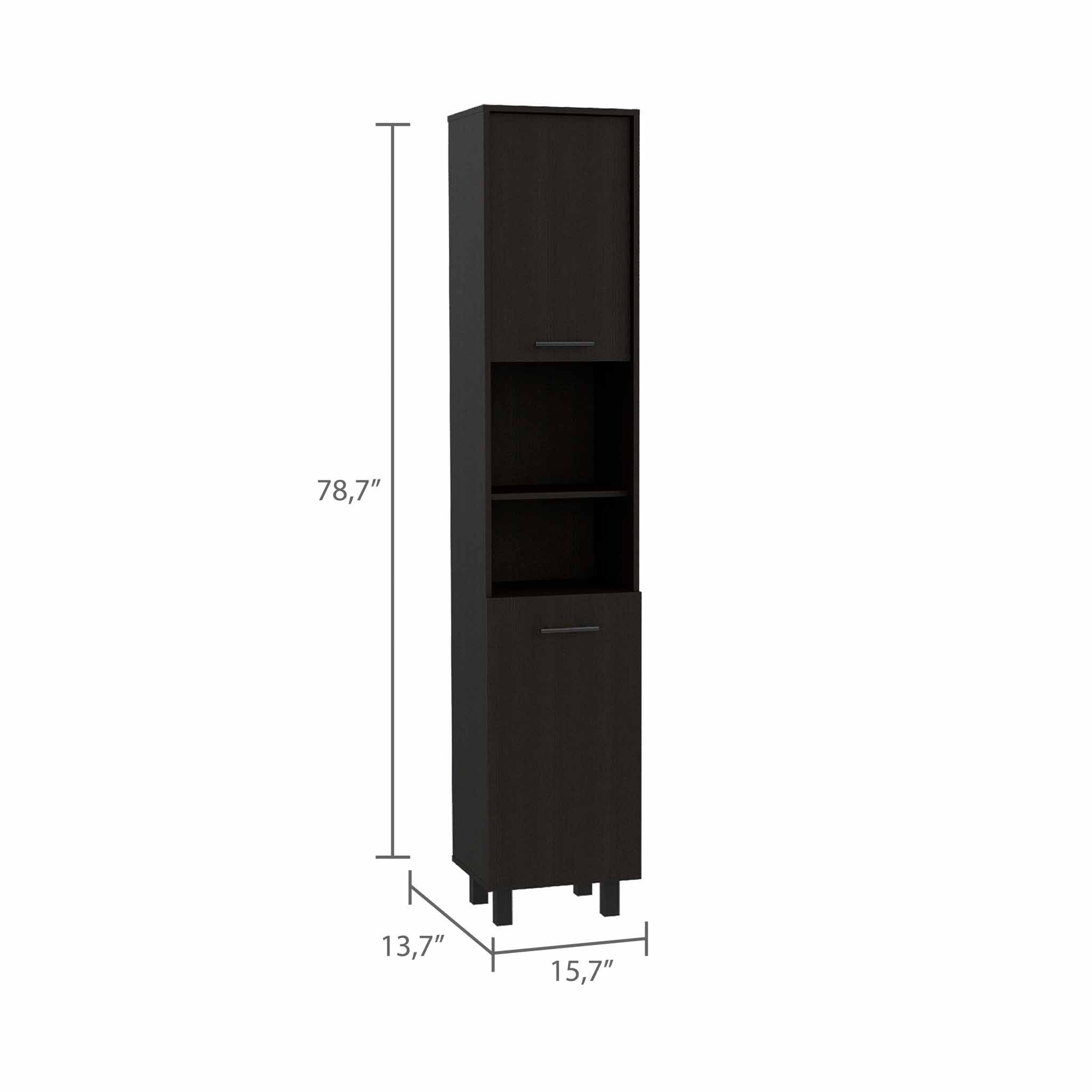 79" Modern Black Pantry Cabinet with Five Shelves - Homeroots