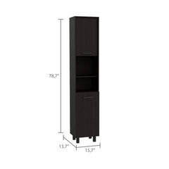 79" Modern Black Pantry Cabinet with Five Shelves - Homeroots