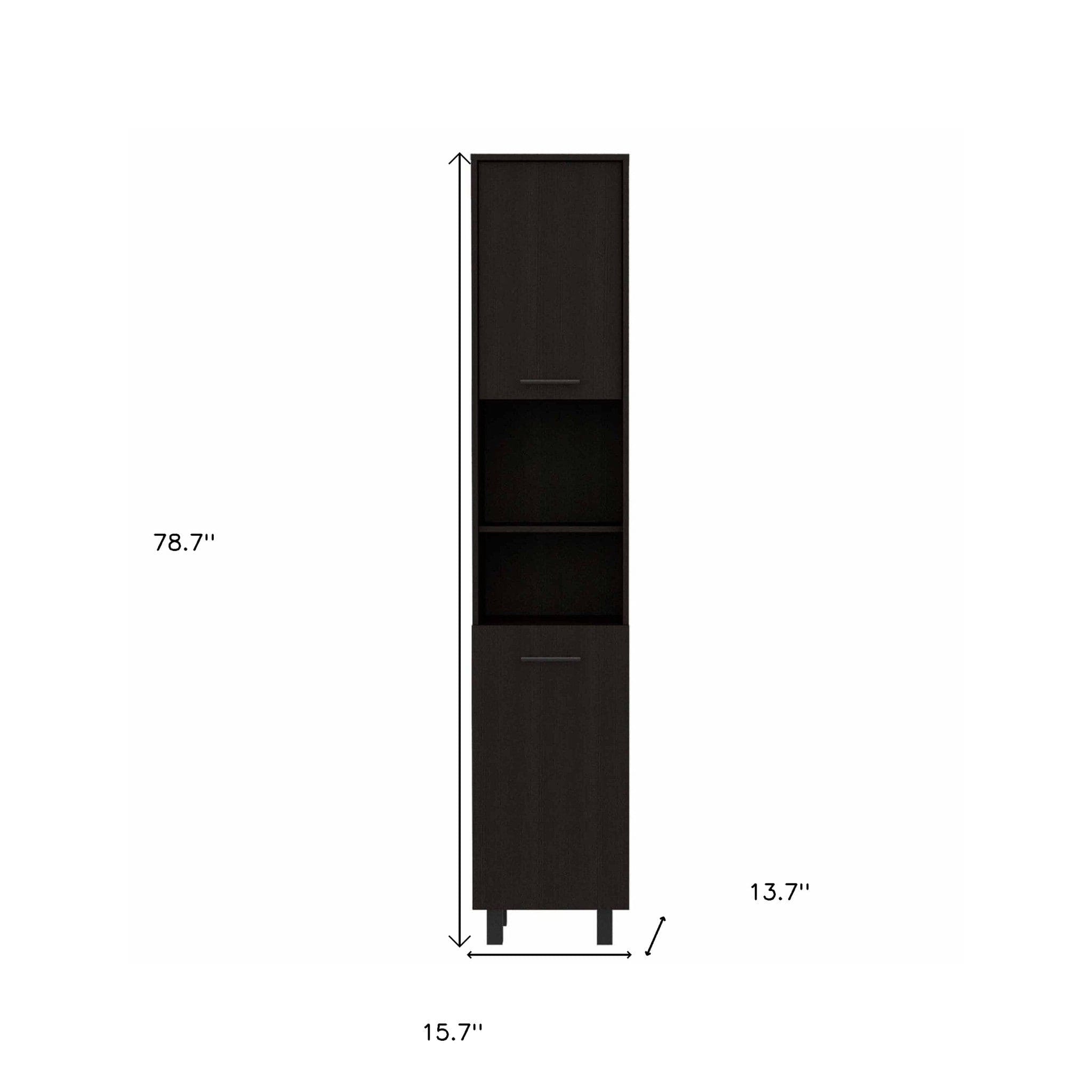 79" Modern Black Pantry Cabinet with Five Shelves - Homeroots