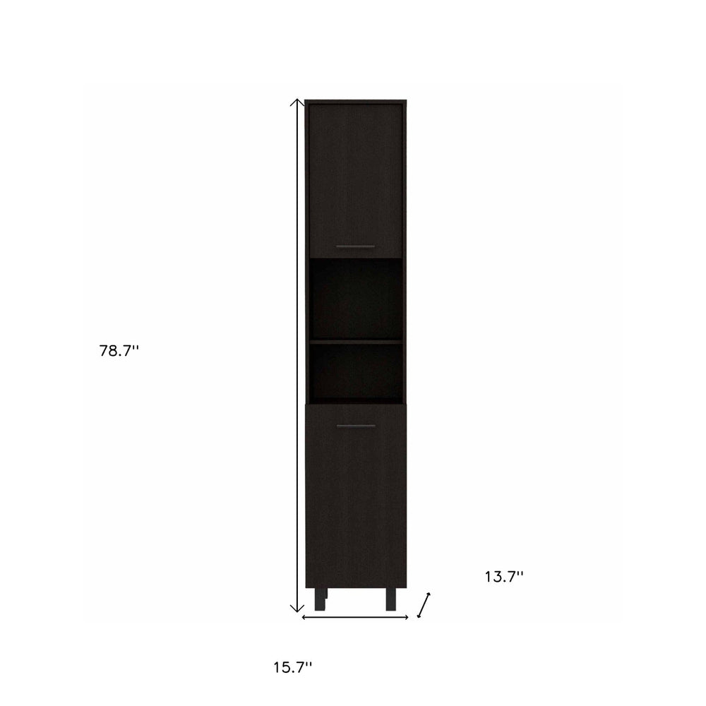 79" Modern Black Pantry Cabinet with Five Shelves - Homeroots - Flyclothing LLC