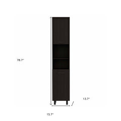 79" Modern Black Pantry Cabinet with Five Shelves - Homeroots