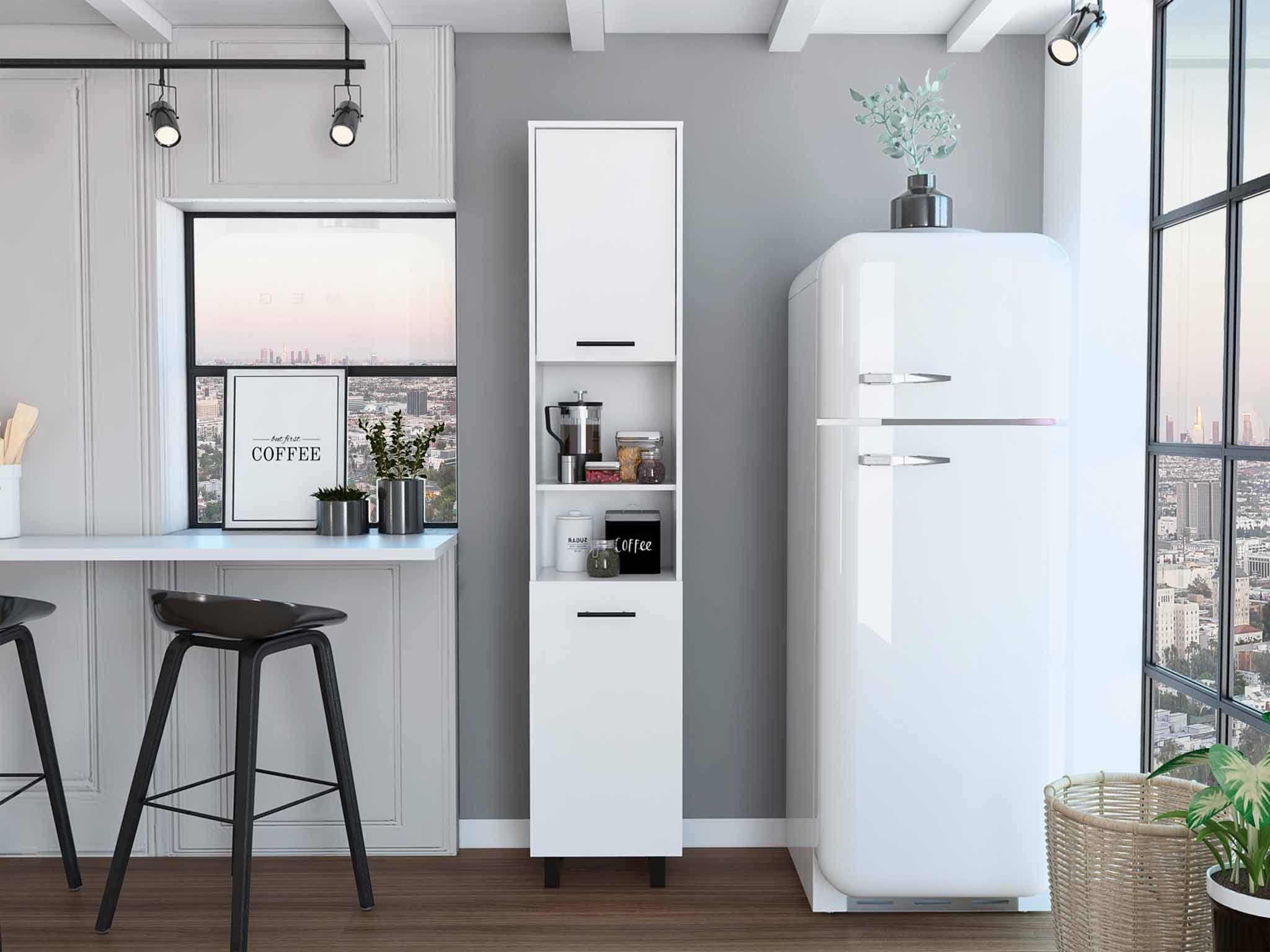 78" Modern White Pantry Cabinet with Five Shelves - Homeroots
