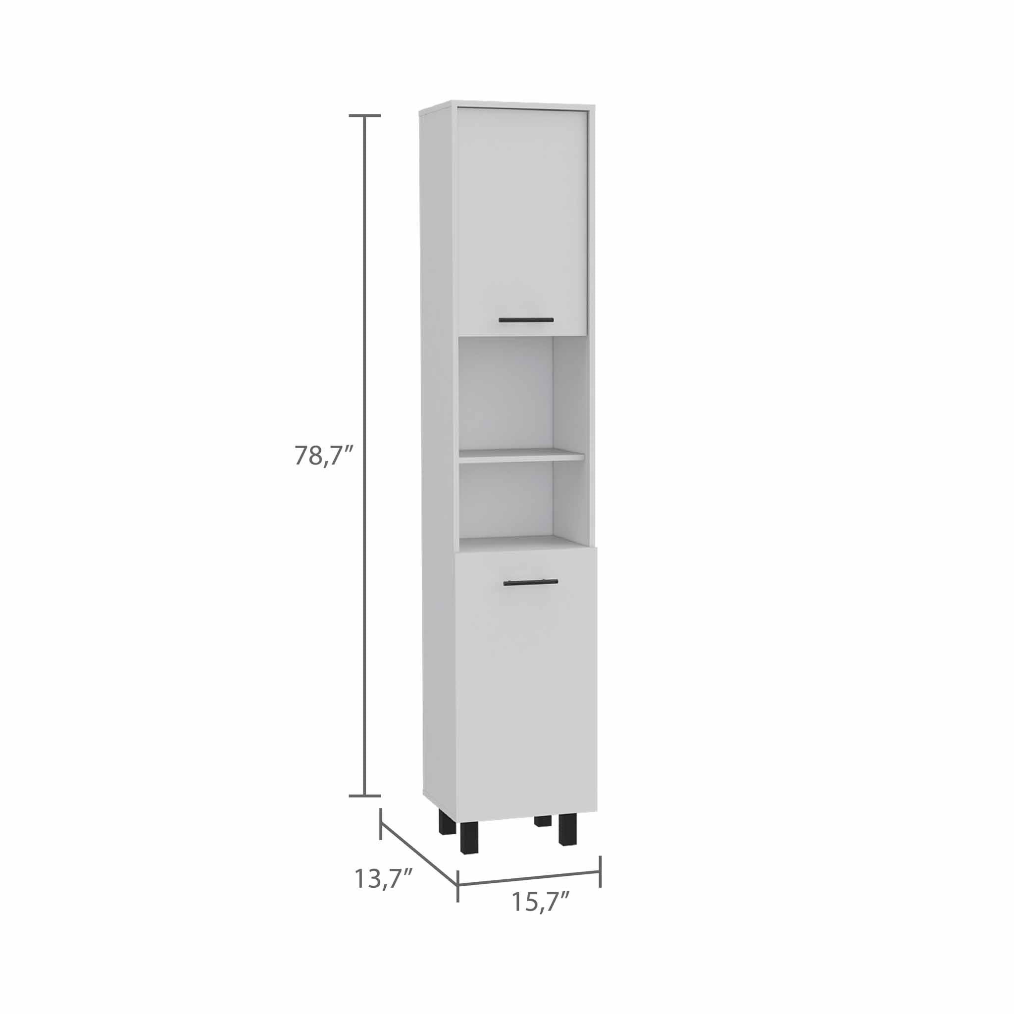 78" Modern White Pantry Cabinet with Five Shelves - Homeroots
