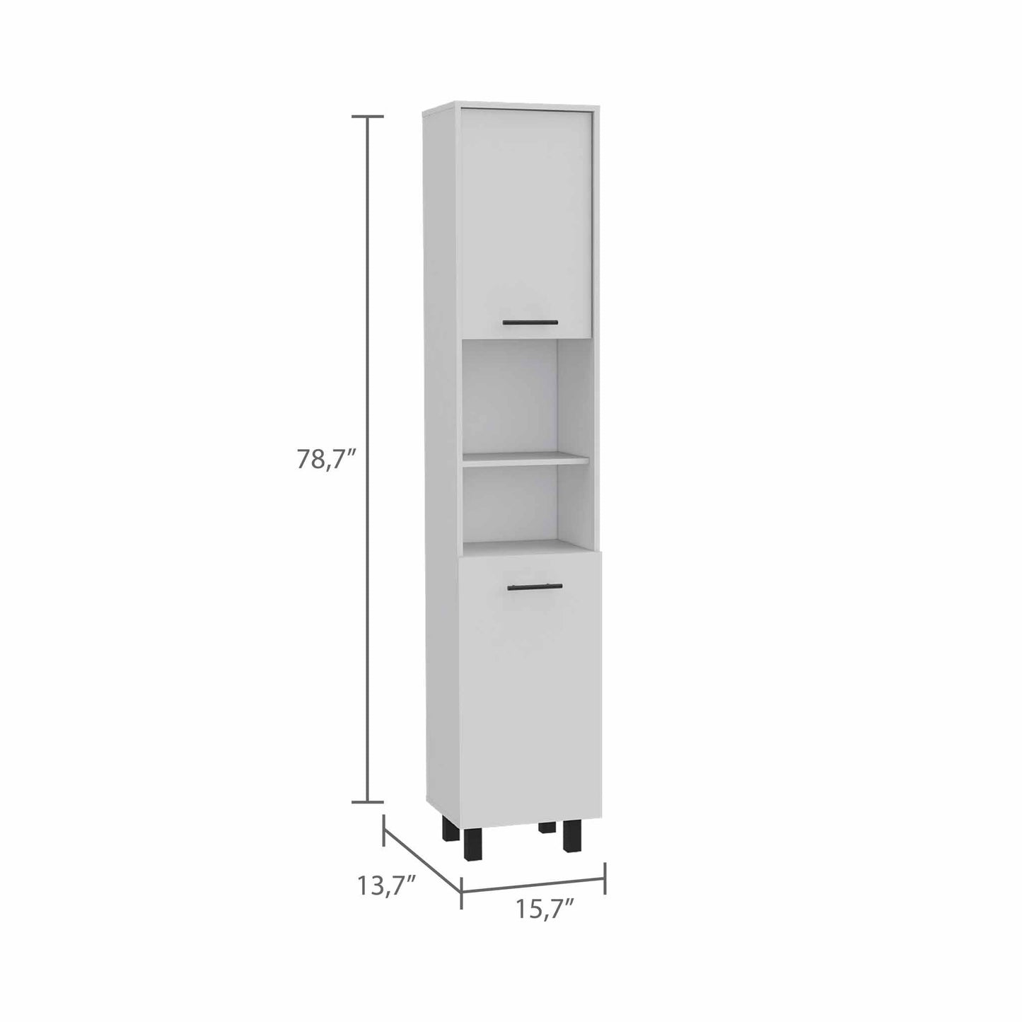 78" Modern White Pantry Cabinet with Five Shelves - Homeroots - Flyclothing LLC
