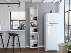 78" Modern White Pantry Cabinet with Five Shelves - Homeroots