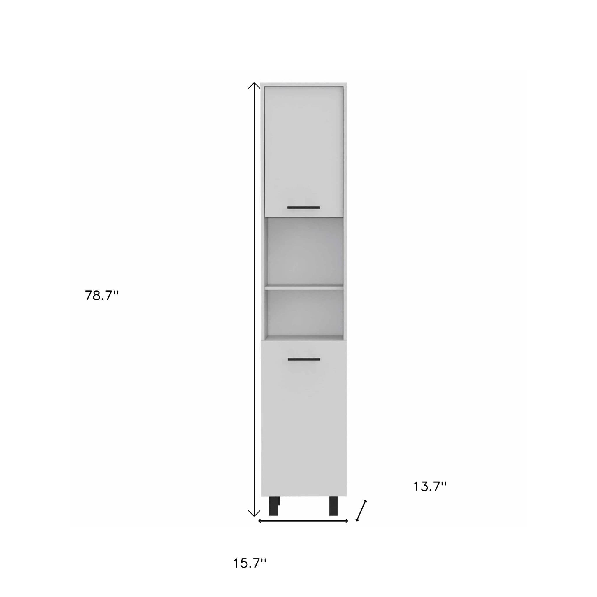 78" Modern White Pantry Cabinet with Five Shelves - Homeroots