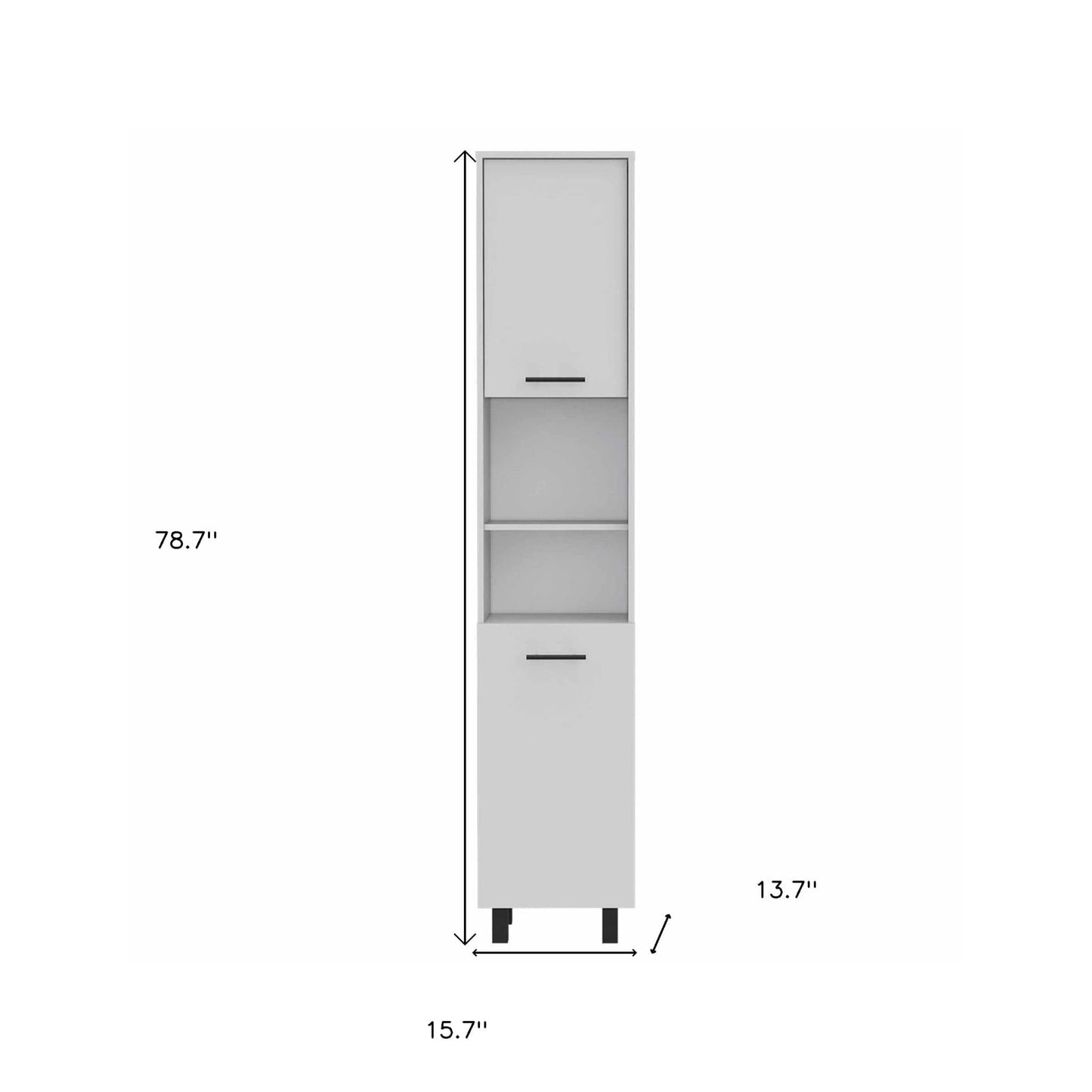 78" Modern White Pantry Cabinet with Five Shelves - Homeroots - Flyclothing LLC