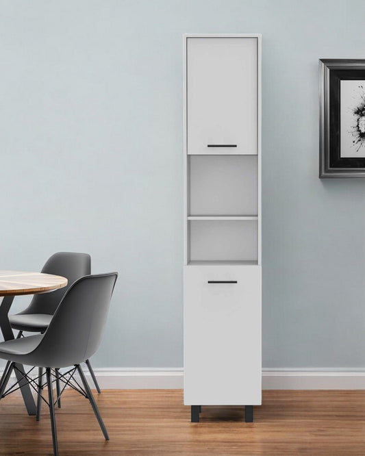 78" Modern White Pantry Cabinet with Five Shelves - Homeroots