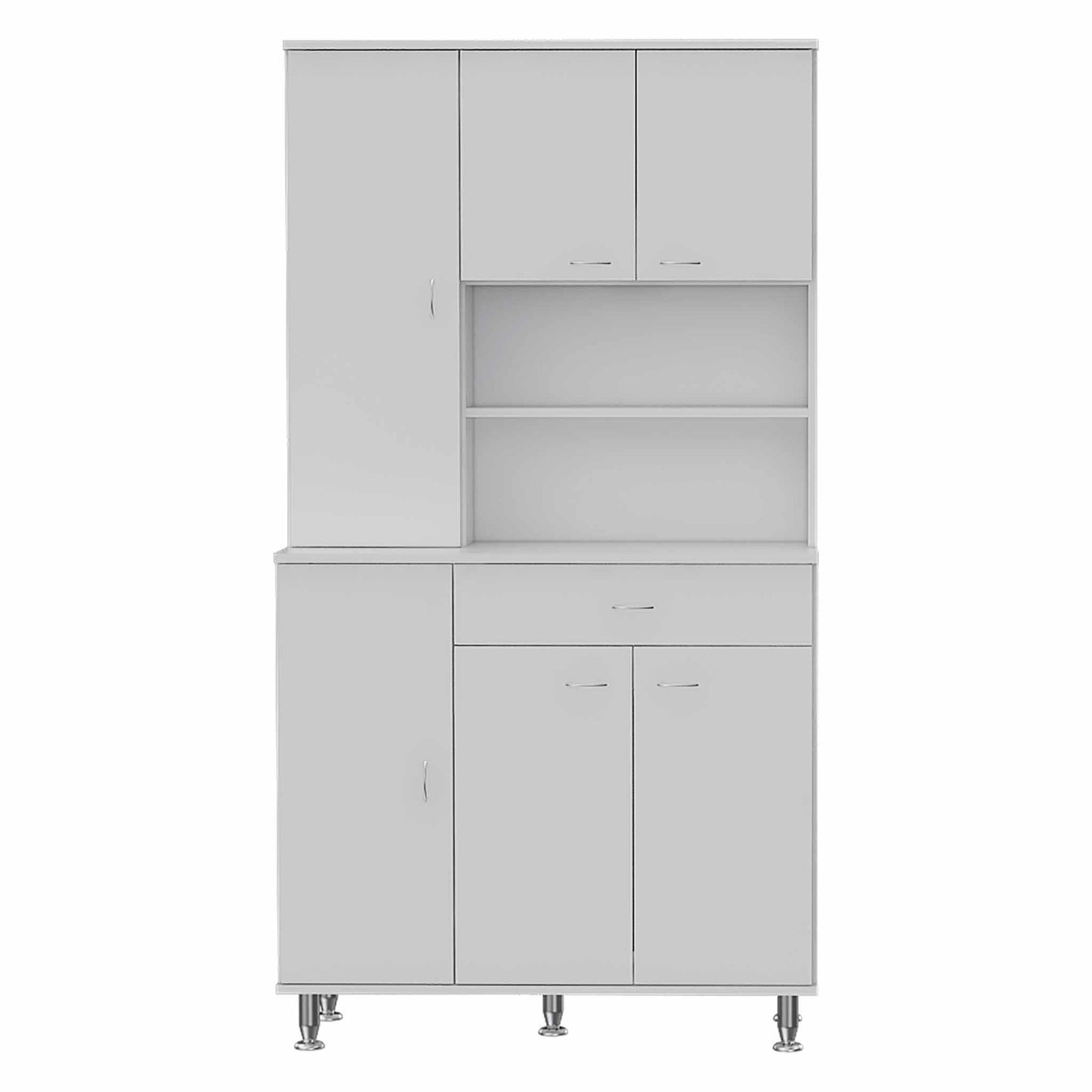 67" White Pantry Cabinet with Five Storage Shelves - Homeroots - Flyclothing LLC