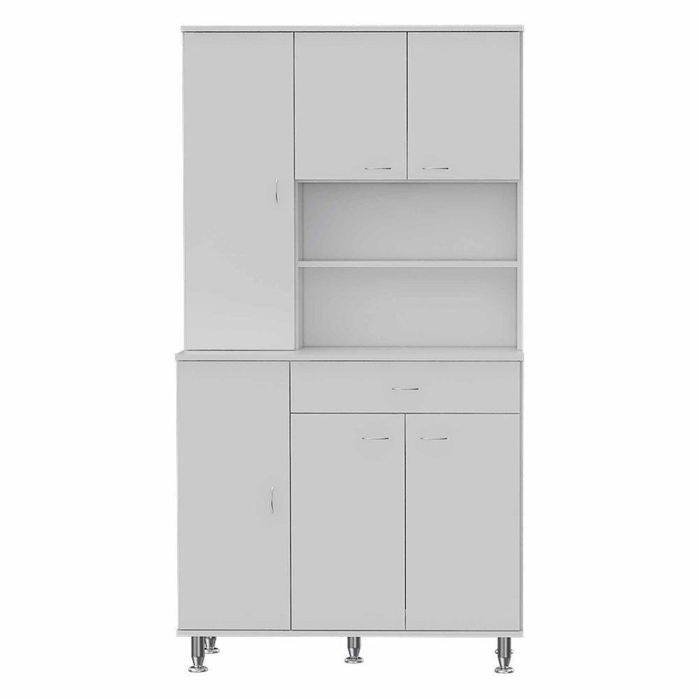 67" White Pantry Cabinet with Five Storage Shelves - Homeroots - Flyclothing LLC