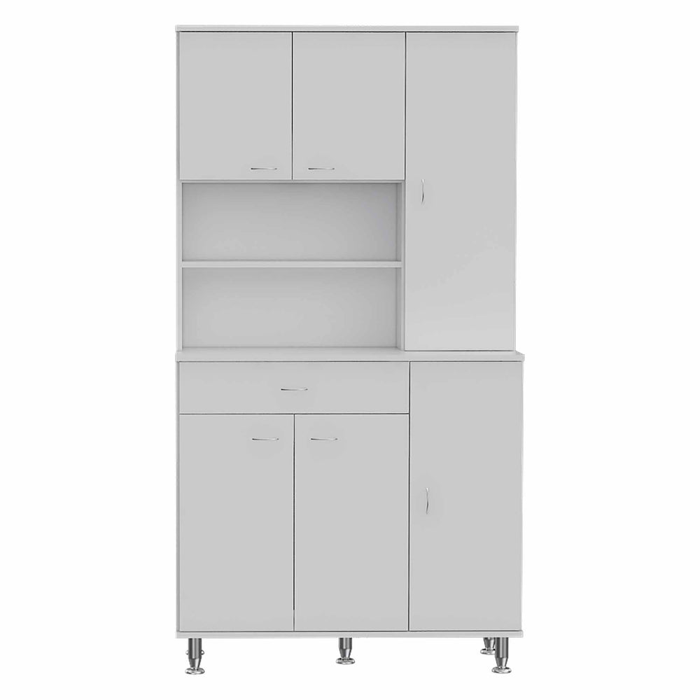 67" White Pantry Cabinet with Five Storage Shelves - Homeroots - Flyclothing LLC