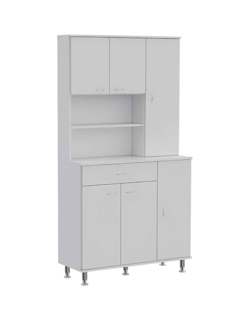 67" White Pantry Cabinet with Five Storage Shelves - Homeroots - Flyclothing LLC