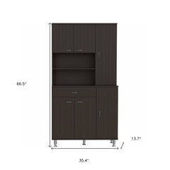 67" Modern Black Pantry Cabinet with Five Shelves - Homeroots
