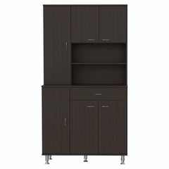 67" Modern Black Pantry Cabinet with Five Shelves - Homeroots