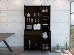 67" Modern Black Pantry Cabinet with Five Shelves - Homeroots