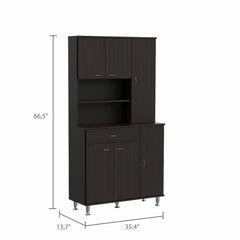 67" Modern Black Pantry Cabinet with Five Shelves - Homeroots