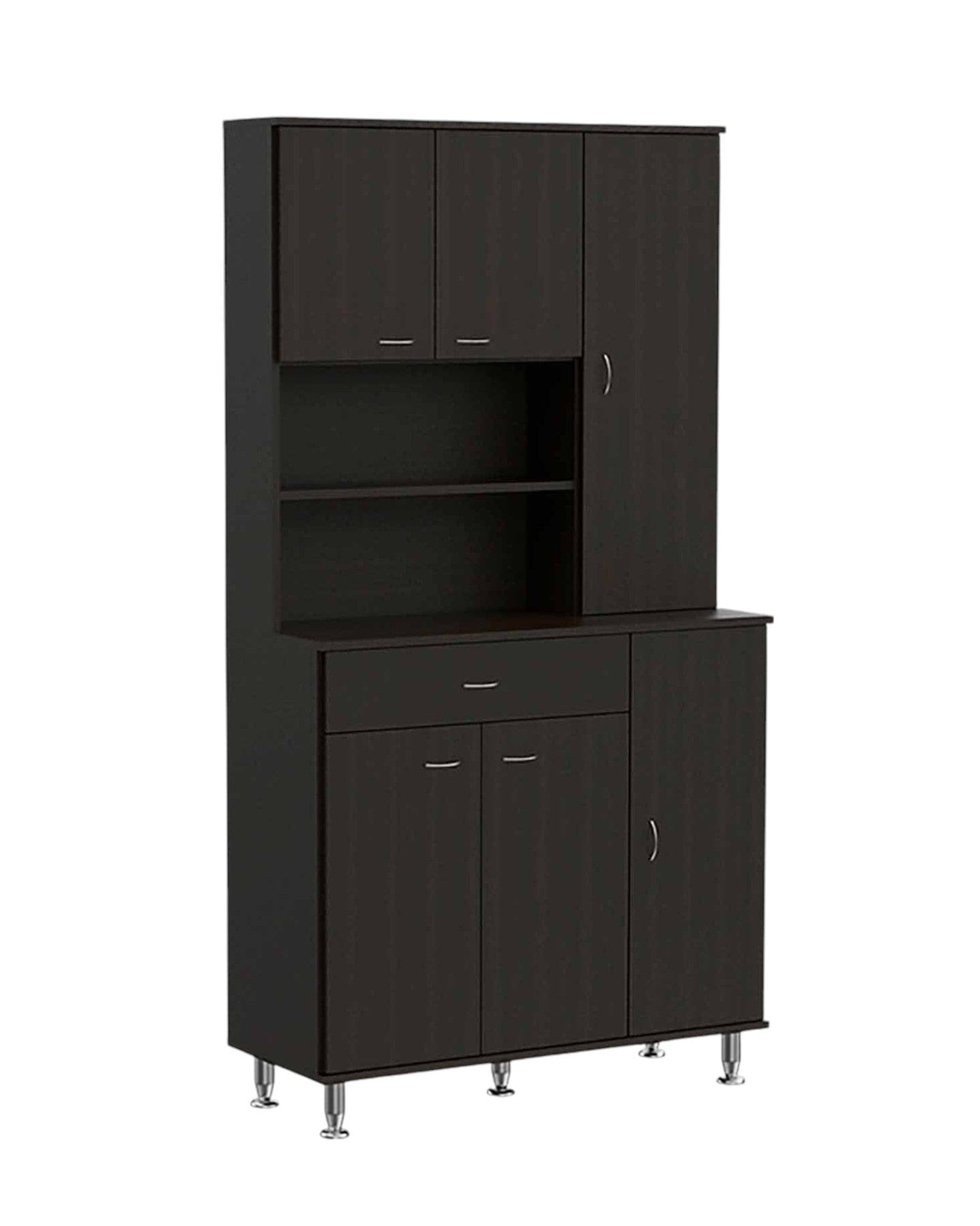 67" Modern Black Pantry Cabinet with Five Shelves - Homeroots