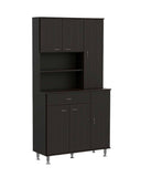 67" Modern Black Pantry Cabinet with Five Shelves - Homeroots