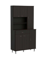 67" Modern Black Pantry Cabinet with Five Shelves - Homeroots