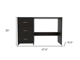 48" Black Computer Desk With Three Drawers - Homeroots - Flyclothing LLC