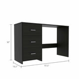48" Black Computer Desk With Three Drawers - Homeroots - Flyclothing LLC