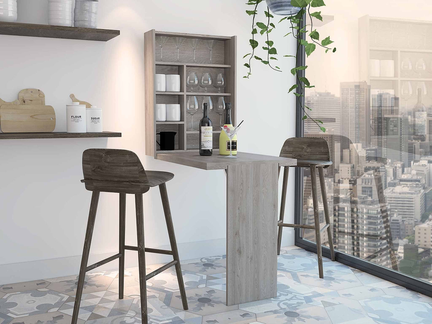 24" Light Gray Floating Desk - Homeroots - Flyclothing LLC