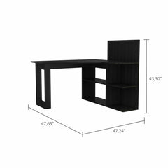 47" Black L Shape Computer Desk - Homeroots